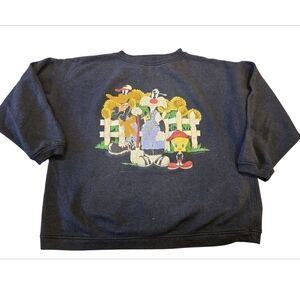 Warner Bros. MENS NAVY LOONEY TUNES Graphic Sweatshirt Character Print  L